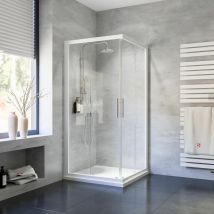 Schulte - Accès d'angle droit avec portes de douche coulissantes, verre 5 mm, profilé blanc 80 x 80 x 185 cm
