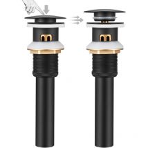 Auralum Max - Accesorio de drenaje para fregadero con rebosadero, válvula de drenaje emergente universal de 1 1/4 pulgadas, tapón para fregadero para