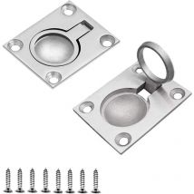 Accesorio de elevación AIPERQ, manija marina de acero inoxidable para escotilla de barco, manija de elevación empotrada con 8 tornillos (paquete de