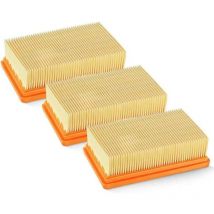 Karcher - Accesorio para aspiradora (3 piezas, filtro plisado plano de repuesto) filtro plano, filtro para aspiradora, MV4, MV5, MV6, WD4, WD5, WD6,