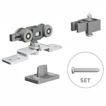 Accesorios para puertas correderas dobles – 1400 mm – 2 carros de acero – Ruedas de nylon – Pestillos de enganche – Guía de nylon