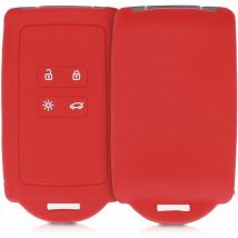 Yarona - ccykxa Accessoire clé de Voiture Compatible avec Renault Smart Key 4 Bouton Keyless Go Uniquement Rouge Coque en Silicone Souple avec Embout