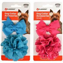 Accessoire pour collier 1 noeud et 1 fleur bleu ou rose pour chien - Flamingo