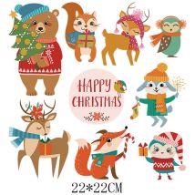 Accessoires couture,HAPPY Christmas Iron on Transfers Stickers Set Patchs de Transfert de Chaleur Conception de Vêtements Autocollants de Transfert