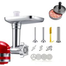 Accessoires de broyeur alimentaire en métal pour batteurs sur socle KitchenAid, poussoir à saucisses comprenant deux tubes de remplissage de