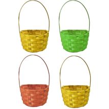 Accessoires de Pâques 4 pièces Accessoires décoratifs de fête de Pâques Mini paniers en bambou portables (couleur aléatoire)