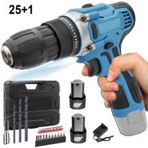 Mawiron - Accessoires de perceuse 23 pièces, 12 v sans fil combiné Perceuse Visseuse, 25+1, Couple de 35 N.m, 2 vitesses, led intégrée, 2 batteries