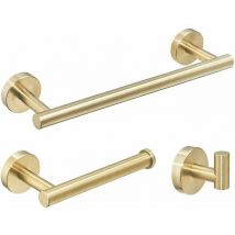 Ensemble d'Accessoires de Salle de Bain Dorés, Barres, Porte-serviettes, Porte-bague, Rails