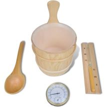 Largeight - Accessoires de Sauna 5 pcs Seau Cuillère Sablier Thermo-hygromètre Kit de Sauna