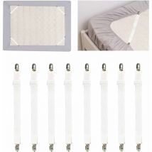 Accessoires Literie Tendeur Draps Réglable Sangle Drap Housse Élastique, Pour Drap Lit, Canapé, Housse De Repassage - 60 À 200, Blanc -Lot De 8
