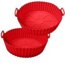 Accessoires pour friteuse à air chaud, lot de 2, réutilisables et faciles à nettoyer, en silicone, 19 cm, rouge