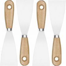 Accessoires pour pistolet à air chaud, Spatule Enduit, 4Pcs Grattoirs à Peinture avec Manche en Bois, Couteaux à peindre pour Papier Peint et Murs
