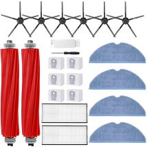 Lot de 20,Accessoires pour Roborock S7 Pro Ultra/S7 MaxV Ultra Aspirateur Robot,2 Brosses Principales,2 hepa Filtres,6 Sac à Poussière,6 Brosses