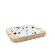 Plateau carré Gran Sasso – 22,6 x 19,6 x 2,5 cm – Bois de hêtre naturel, Acier inoxydable AISI 304 – LISA