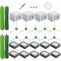 Accessori di ricambio per iRobot Roomba i3+ i4+ i6+ i7+ i7 Plus i8+, 4 sacchetti per la polvere, 10 filtri, 10 spazzole laterali, 2 spazzole in gomma