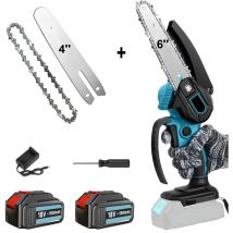 Mawiron - Accessori per motosega, motosega a batteria 2 in 1 da 6 pollici e 4 pollici, sega a una mano, con barre di guida e catene da 4'' e 6", 2