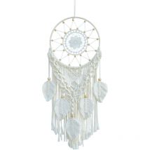 Acchiappasogni macramè per camera da letto, decorazione da parete Boho appesa con foglie intrecciate, arazzo a foglia in corda di cotone intrecciata