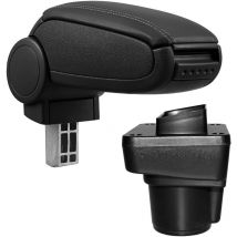 Pro.tec - Accoudoir central console - avec compartiment - rembourré - similicuir - noir avec couture noir