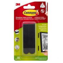 17202BLK lot de 4 X 2 BANDES de fixation pour cadre taille s : jusqu'à 1,8 KG de charge large noir - Command