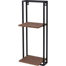 Home Styling - Accueil & Étagère à suspendre en métal avec plaques en bois 53x20x15 cm Noir/Marron