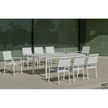 Ensemble contemporain blanc – Salon de jardin – Aluminium résistant aux intempéries – Fauteuils en textilène polyester 100%