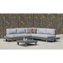 Salon de jardin menfis - anthracite, tissus gris - 4 à 6 places - Hevea