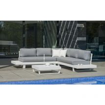 Salon de jardin menfis - table basse - blanc/gris clair - 4/6 places - Hevea