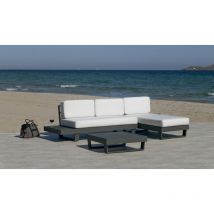 Salon de jardin Sofa menfis - tissus écru, finition anthracite - 4 à 6 places - Hevea
