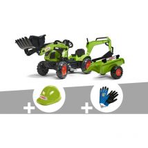Tractopelle enfant Claas Arion 410 2 à 5 ans Falk Casque + Gants
