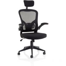 Ace Executive Mesh Back Office Chair with Folding Arms Fabric Seat Black - OP000