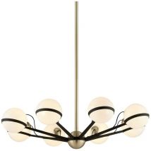 Ace Lampadario 8 Luci Bronzo Testurizzato Ottone Spazzolato, Vetro