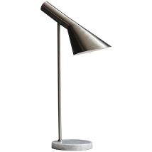 Lámpara de mesa de trabajo con placa de cromo cepillado, mármol gris