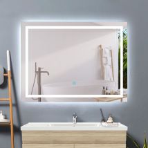 Acezanble - 100x60cm anti-fog bathroom mirror, horizontal or vertical led mirror, touch switch