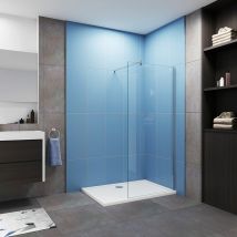Acezanble - 1000x1950mm Walk in 10mm Easyclean Glass Wet Room with 1400x900mm Shower Tray