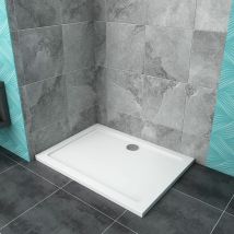 New 900x800x30mm Slimline Rectangle Shower Enclosure Stone Tray Free Waste - Acezanble