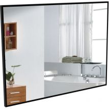 Acezanble - 80x60cm Miroir mural avec bordure noir en aluminium - Miroir rectangulaire