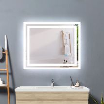 Acezanble - 50 x 60 cm bathroom mirror with anti-fog, touch switch, horizontal or vertical led mirror, power 18w