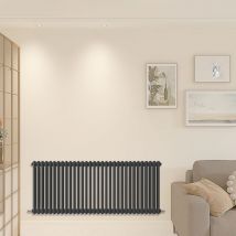 Acezanble - 600x1460mm 3 Column Anthracite Horizontal Traditional Cast Iron Style Radiator