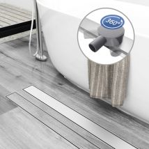 Acezanble - Caniveau de Douche Italienne en 304SUS Acier Inox Siphon Sol Réglable 360° d'évacuation 60 cm,pour Salle de Bain à Carreler