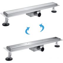 Acezanble - Caniveau de Douche Italienne en Acier Inox Siphon Sol d'évacuation pour Salle de Bain Rectangulaire à Carreler 80 cm