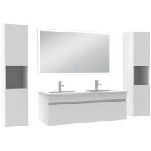 Acezanble - Ensemble meuble Salle de Bain 120cm avec colonne et miroir lumineux blanc
