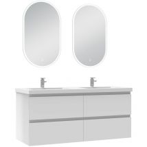 Acezanble - ensemble meubles Salle de Bain 120cm vasque + miroir lumineux Blanc