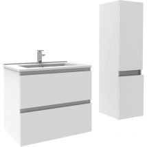 Acezanble - Ensemble meubles Salle De Bain 60cm Blanc meuble avec colonne vasque ceramique