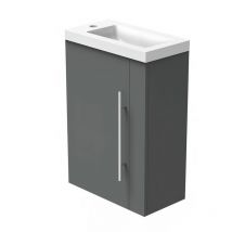 Acezanble - Meuble Lave-Mains Moderne à Suspendre avec lavabo, Meuble de Rangement avec Une Porte et 2 étagères 440 mm / Arthracite