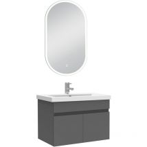 Acezanble - meubles simple vasque 60cm vasque + miroir lumineux Anthracite