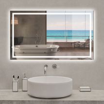Acezanble - Miroir lumineux 140 x 70cm anti-buée +dimmable + mémoire, miroir de salle de bain led