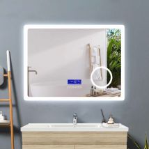 Acezanble - 80x60cm miroir salle de bain avec éclairag + miroir mural cosmétique lumineux + 2couleurs led réglables + antibuée + Panneau lcd