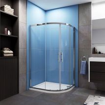 900 x 800 mm offset Quadrant Shower Cubicle Enclosure 6mm Glass Sliding Shower Door with Right Entry Tray + Waste - Acezanble