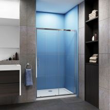 Acezanble - 1500mm Sliding Shower Door Reversible Bathroom Shower Enclosure Cubicles with 1500x700mm Stone Tray Free Waste