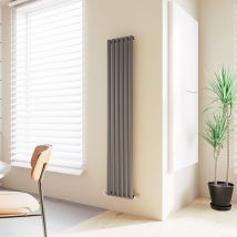 Acezanble - Vertical Oval Column Radiator Central Heating Rad 1800x354mm Single Anthracite